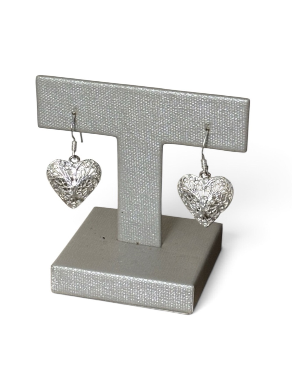 Sterling Silver Heart Filigree Earrings